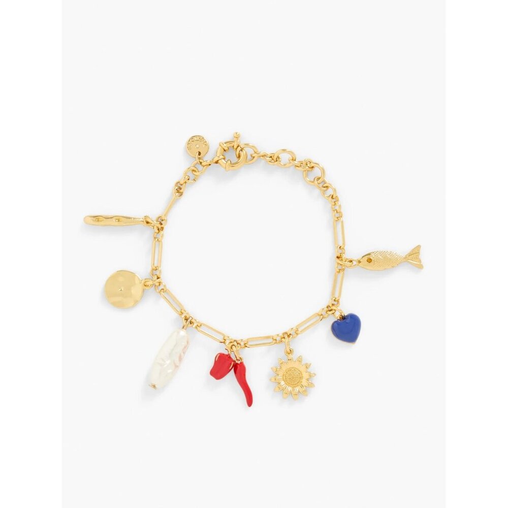 Talbots New Summer Charm Bracelet In Hot Coral Multi/Gold